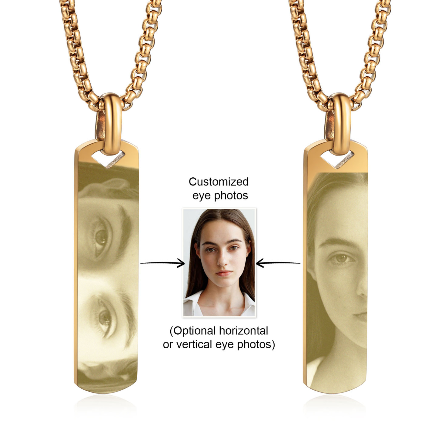 Personalised Eye Photo Necklace - Custom Eye Photo Pendant in Silver, Gold, Black - Christmas Gift for Wife/Sister/Daughter | Jessemade