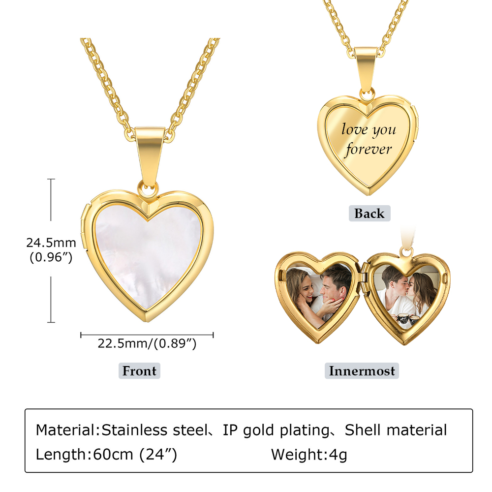 Personalised Heart Shaped Locket Necklace Custom with 2 Photos and 1 Text  for Her | Jessemade