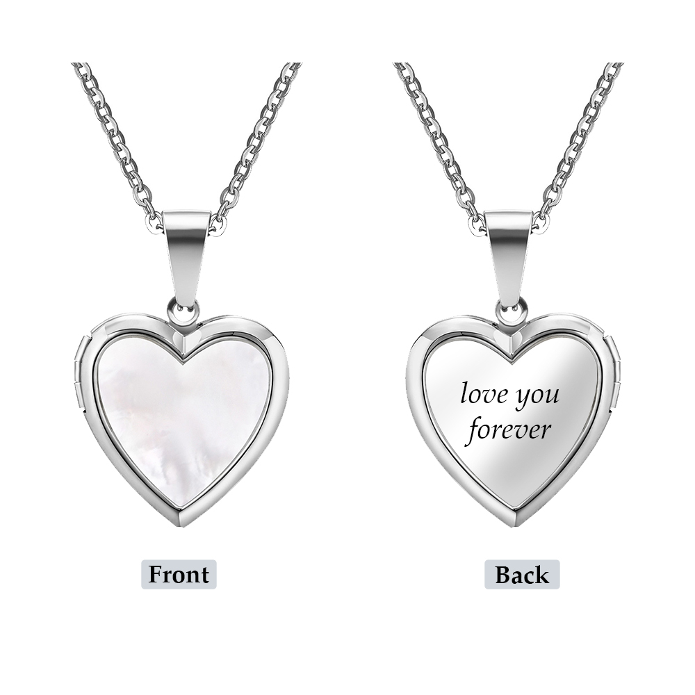 Personalised Heart Shaped Locket Necklace Custom with 2 Photos and 1 Text  for Her | Jessemade