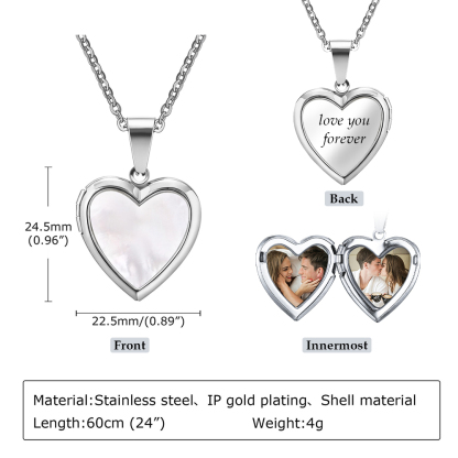 Personalised Heart Shaped Locket Necklace Custom with 2 Photos and 1 Text  for Her | Jessemade