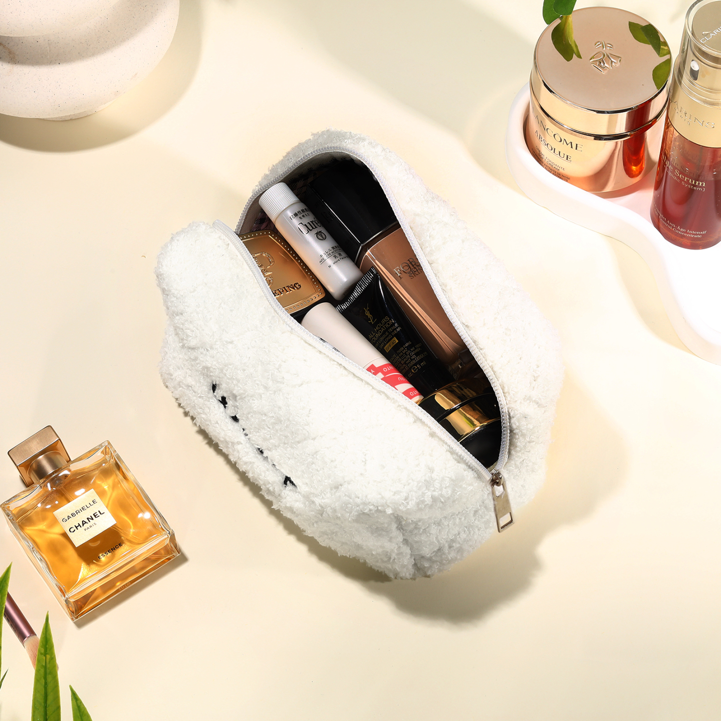 Personalised Embroidered Name Makeup Bag Bridesmaid Cosmetic Pouch Furry Toiletry Organizer Christmas and Bridal Shower Gift Gift for Her | Jessemade