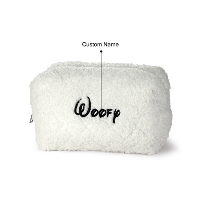 Personalised Embroidered Name Makeup Bag Bridesmaid Cosmetic Pouch Furry Toiletry Organizer Christmas and Bridal Shower Gift Gift for Her | Jessemade