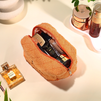 Personalised Embroidered Name Makeup Bag Bridesmaid Cosmetic Pouch Furry Toiletry Organizer Christmas and Bridal Shower Gift Gift for Her | Jessemade