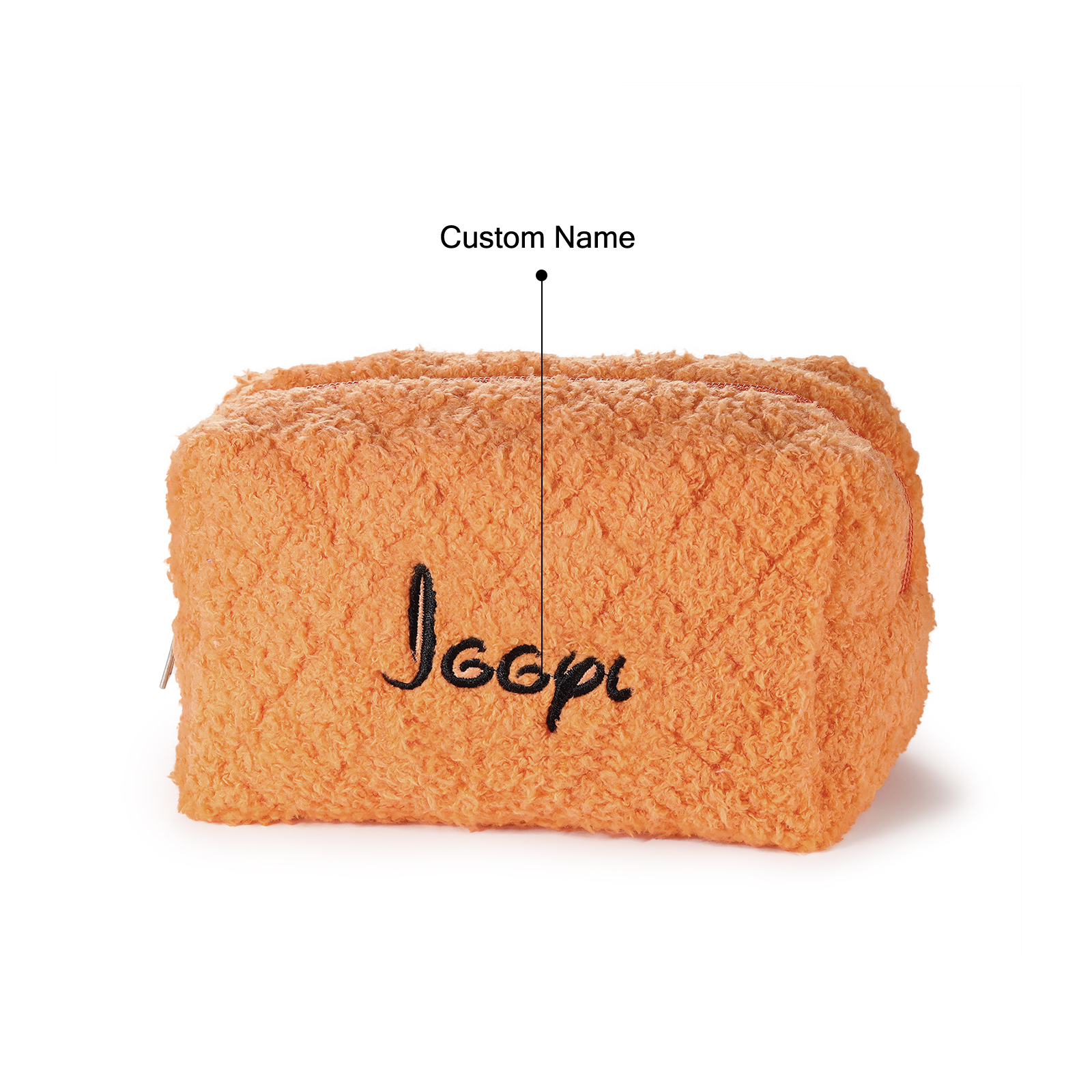 Personalised Embroidered Name Makeup Bag Bridesmaid Cosmetic Pouch Furry Toiletry Organizer Christmas and Bridal Shower Gift Gift for Her | Jessemade