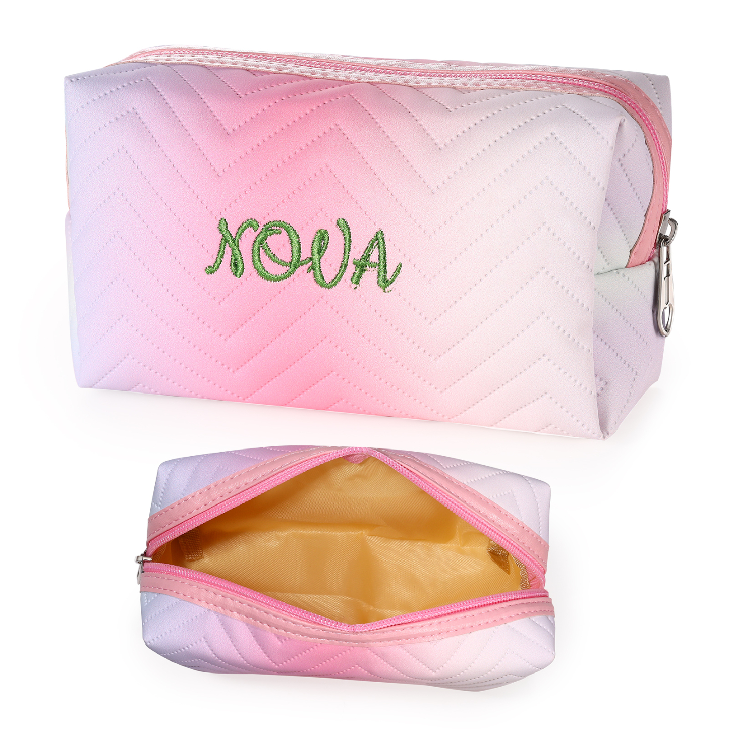 Personalised Gradient Embroidered Cosmetic Bag – Custom Name Toiletry Gift – Pink/Blue/Purple Options Gift for Her | Jessemade