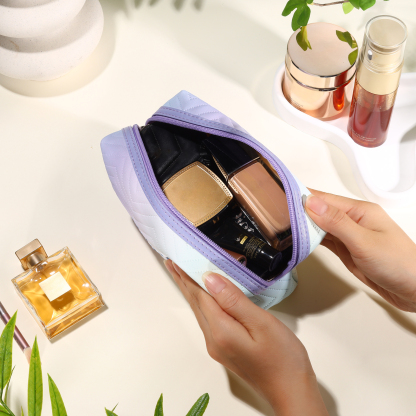 Personalised Gradient Embroidered Cosmetic Bag – Custom Name Toiletry Gift – Pink/Blue/Purple Options Gift for Her | Jessemade