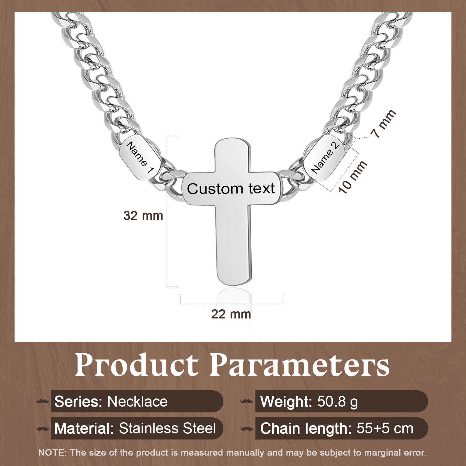 Personalized Men’s Necklace – Stainless Steel Chain Customized with 2-4 Names and Texts – Gift for Dad | Jessemade