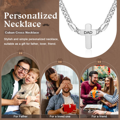 Personalized Men’s Necklace – Stainless Steel Chain Customized with 2-4 Names and Texts – Gift for Dad | Jessemade