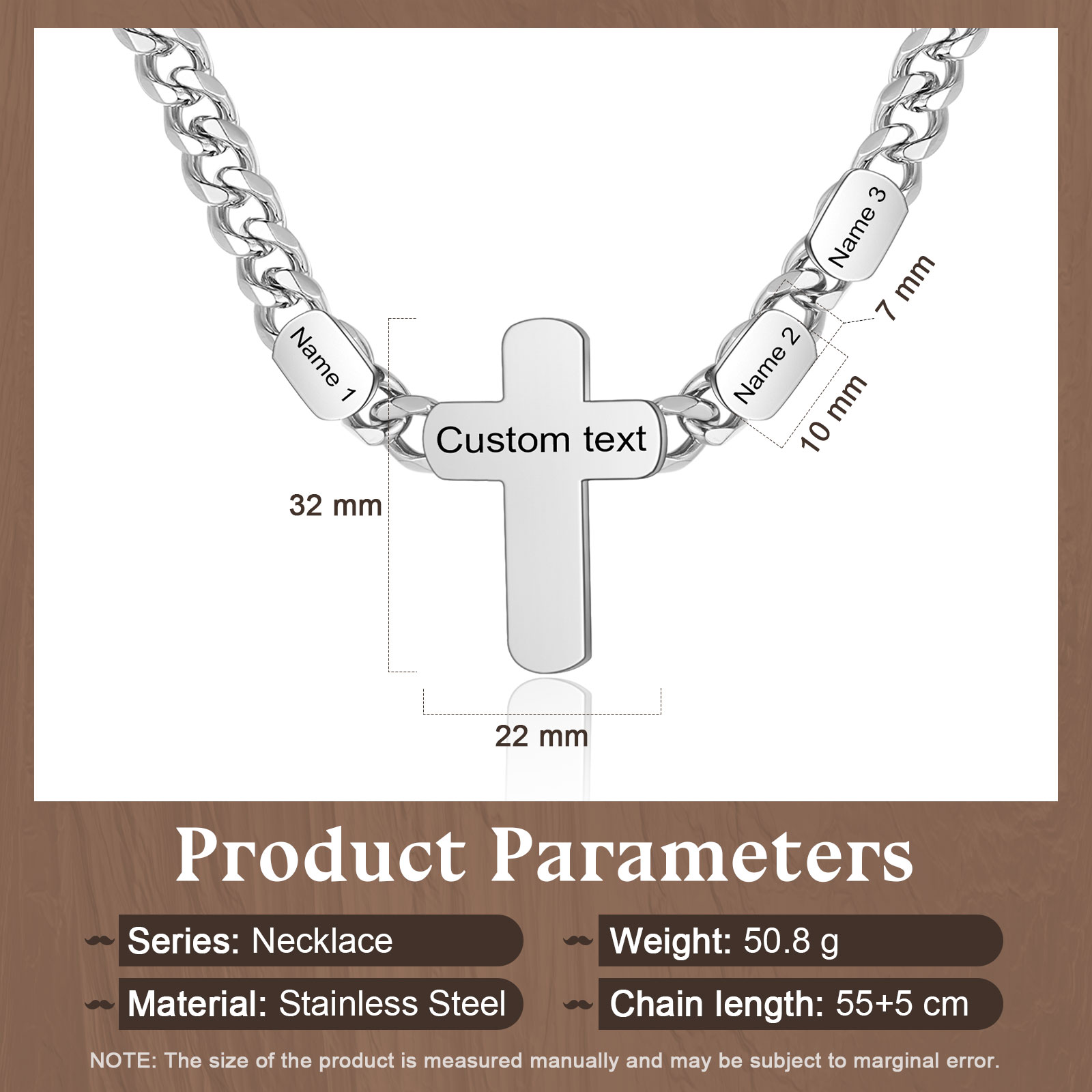 Personalized Men’s Necklace – Stainless Steel Chain Customized with 2-4 Names and Texts – Gift for Dad | Jessemade