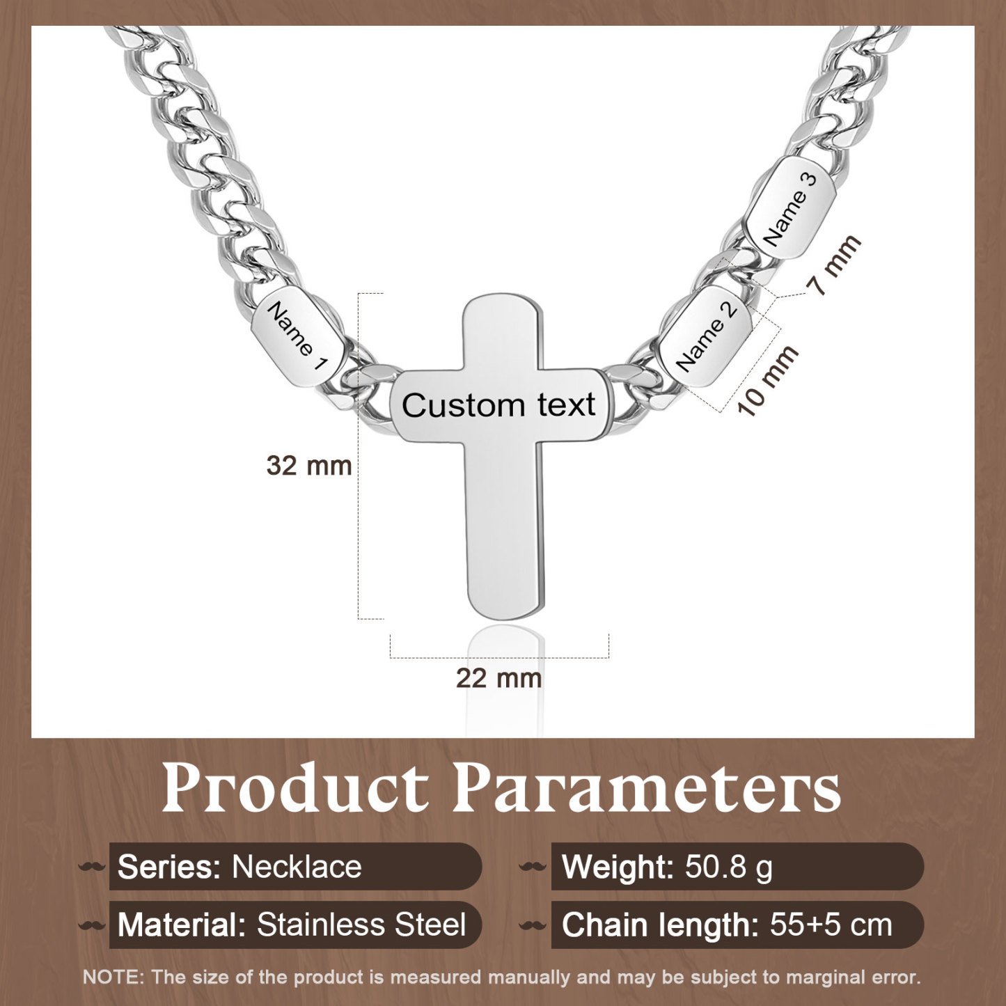 Personalized Men’s Necklace – Stainless Steel Chain Customized with 2-4 Names and Texts – Gift for Dad | Jessemade