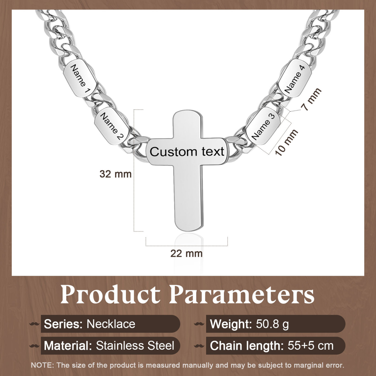 Personalized Men’s Necklace – Stainless Steel Chain Customized with 2-4 Names and Texts – Gift for Dad | Jessemade