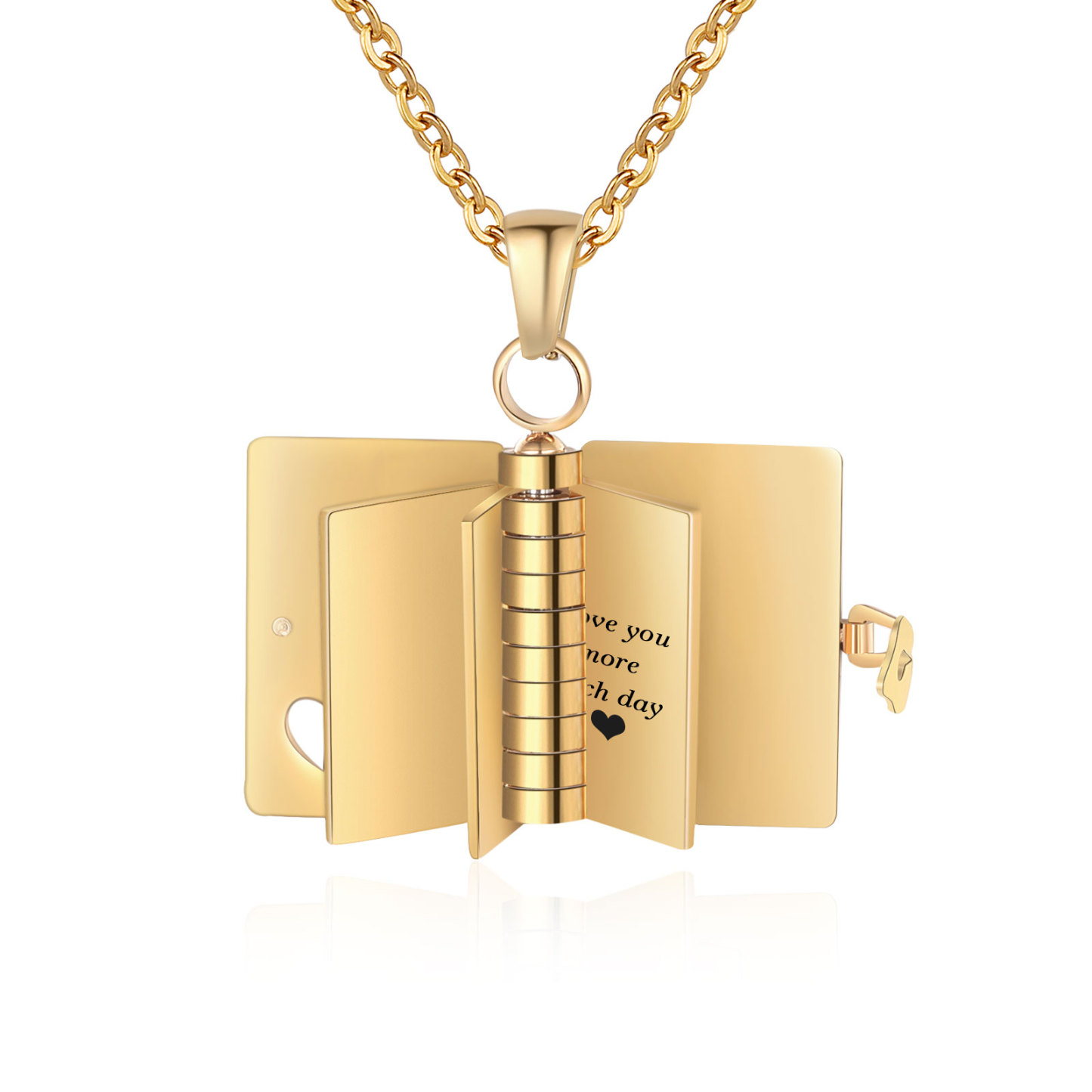 Personalized Steel Petite Book Locket Necklace Custom Message Pendant Charm Perfect Gift for Her | Jessemade