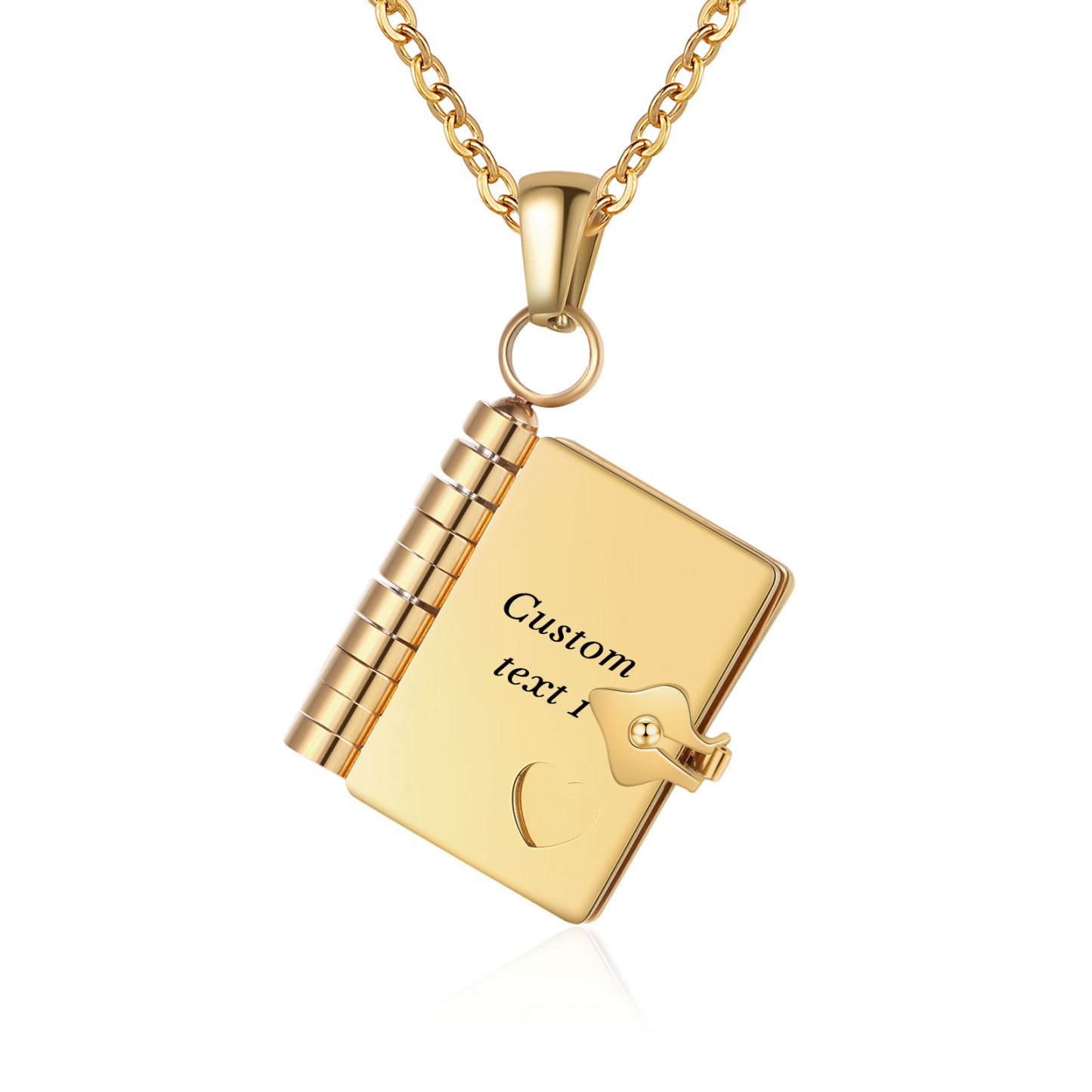 Personalized Steel Petite Book Locket Necklace Custom Message Pendant Charm Perfect Gift for Her | Jessemade