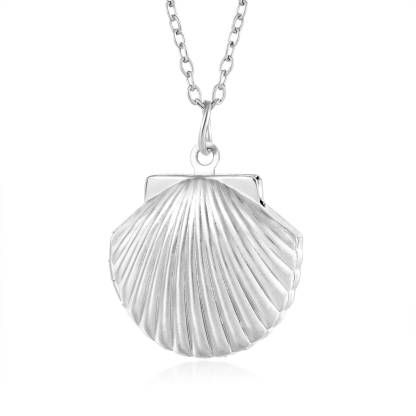 Personalised Women’s Seashell Locket Necklace – Customisable with 2 Photos, Available in Silver, Gold, and Rose Gold | Valentine’s Day Gift for Her | Jessemade