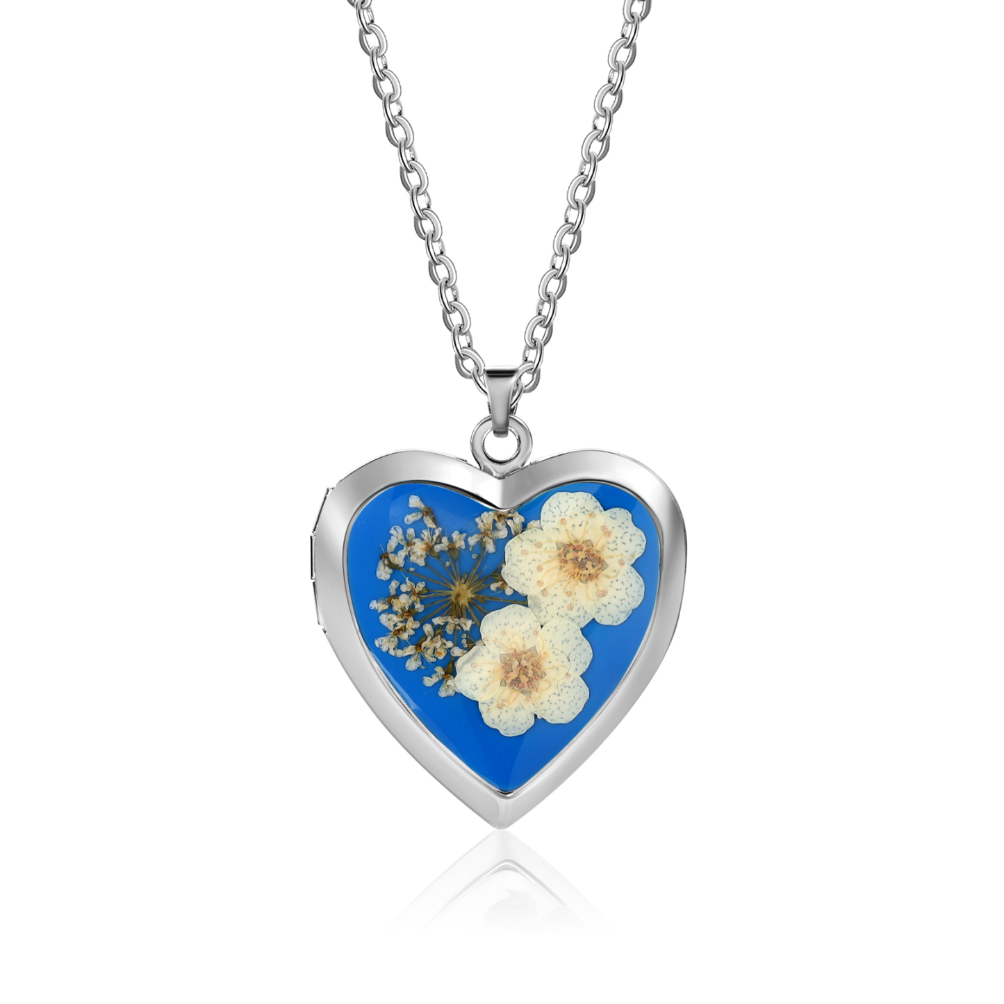 Personalised Women's Necklace – Heart-Shaped Pendant with Flowers & Custom 2 Photos – Available in Three Colors Gift for Her | Jessemade