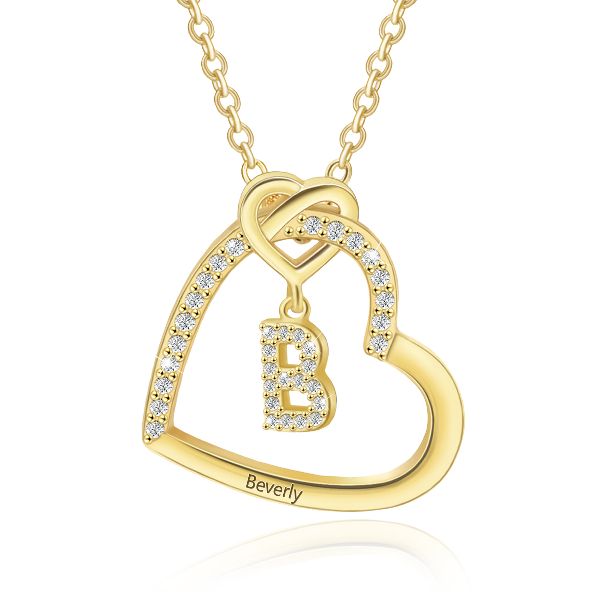 Personalized Letter Necklace 2 Hearts Custom Name & Letter Pendant Gift for Her | Jessemade