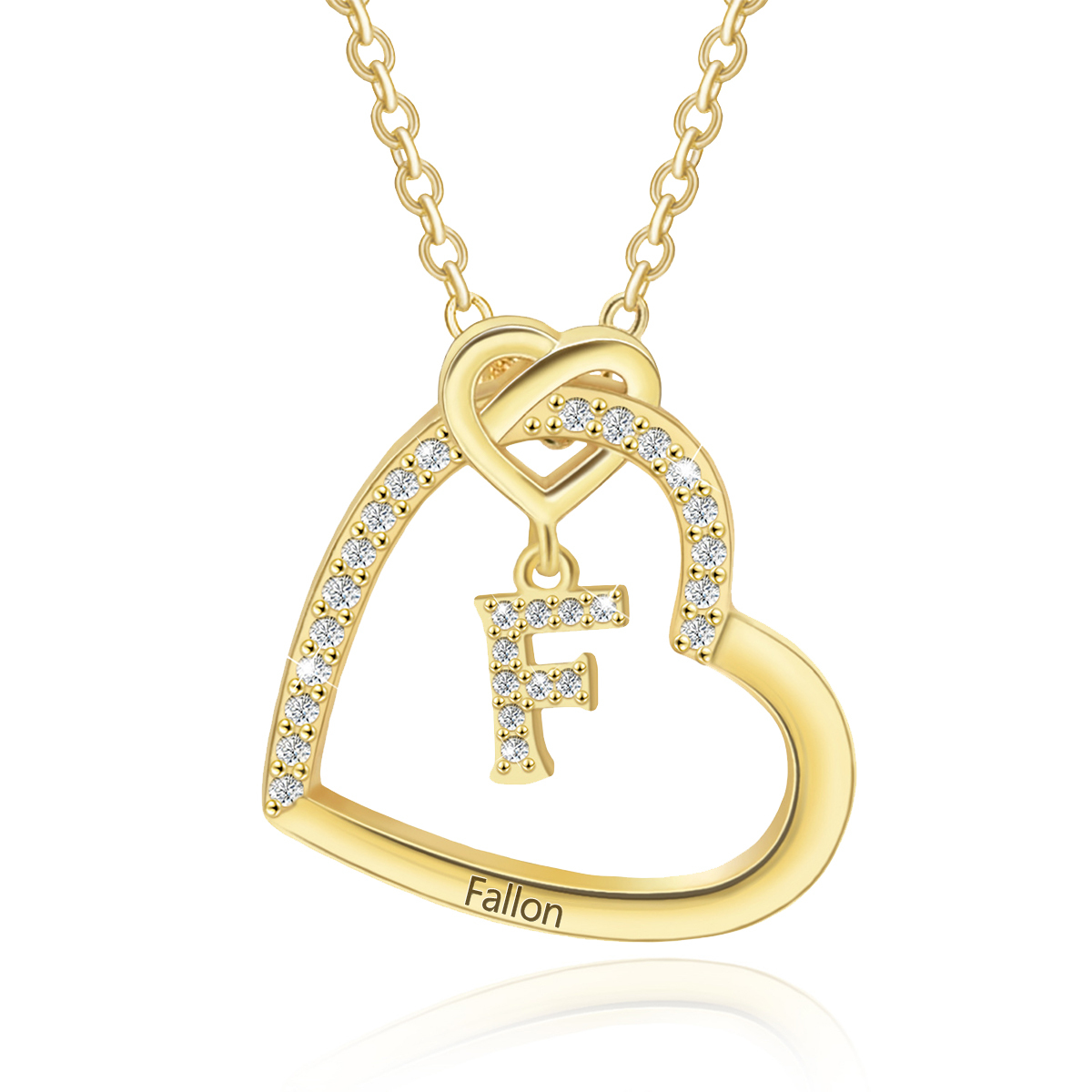 Personalized Letter Necklace 2 Hearts Custom Name & Letter Pendant Gift for Her | Jessemade