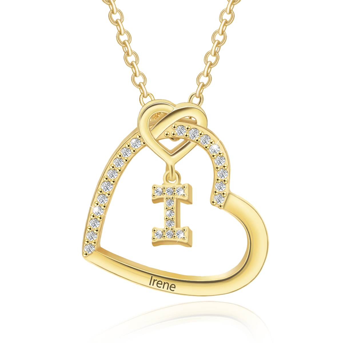 Personalized Letter Necklace 2 Hearts Custom Name & Letter Pendant Gift for Her | Jessemade