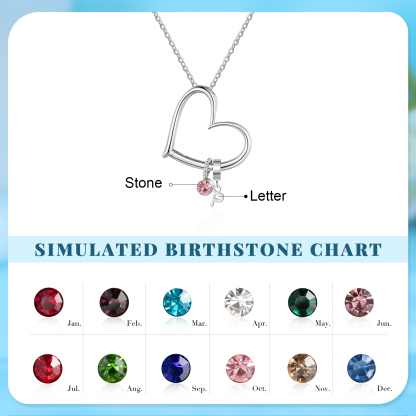 Personalized Women’s Necklace - Minimalist Heart Pendant Gift With Initial & Birthstone | Jessemade