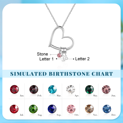 2 Letters - Personalized Women’s Necklace - Minimalist Heart Pendant Gift With Initial & Birthstone | Jessemade