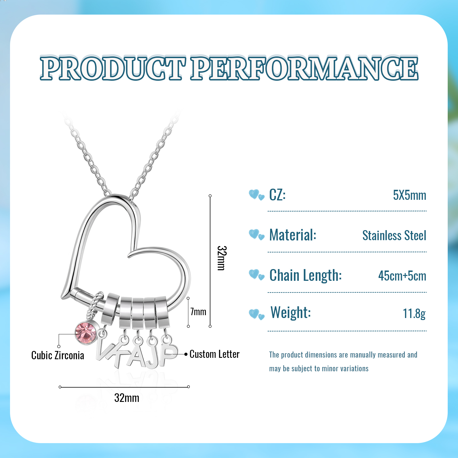 5 Letters - Personalized Women’s Necklace - Minimalist Heart Pendant Gift With Initial & Birthstone | Jessemade