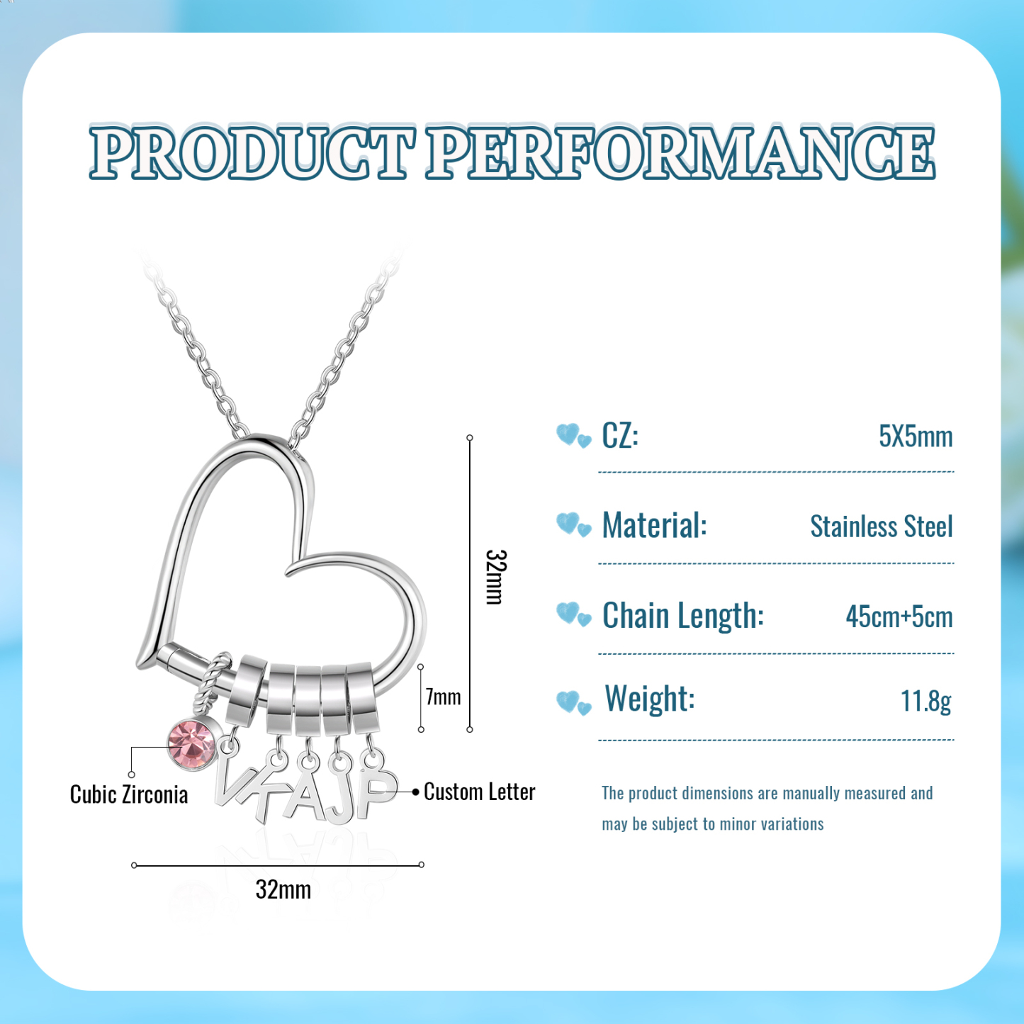 5 Letters - Personalized Women’s Necklace - Minimalist Heart Pendant Gift With Initial & Birthstone | Jessemade