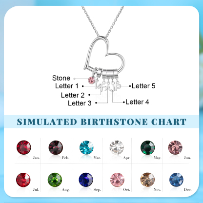 5 Letters - Personalized Women’s Necklace - Minimalist Heart Pendant Gift With Initial & Birthstone | Jessemade