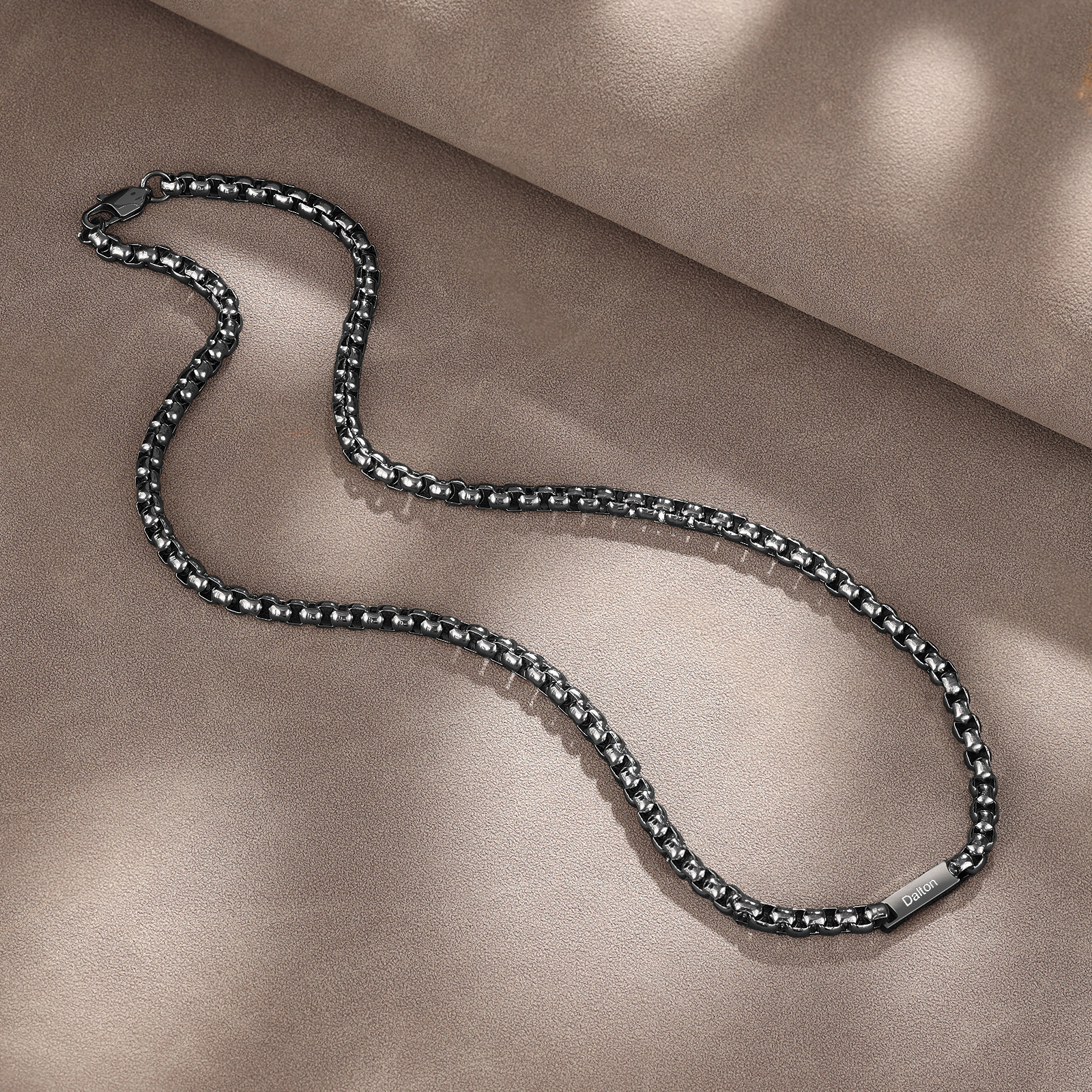 1 name - Personalized Engraved Bar necklace – Unique Name Bar Stainless Steel Chain for Dad