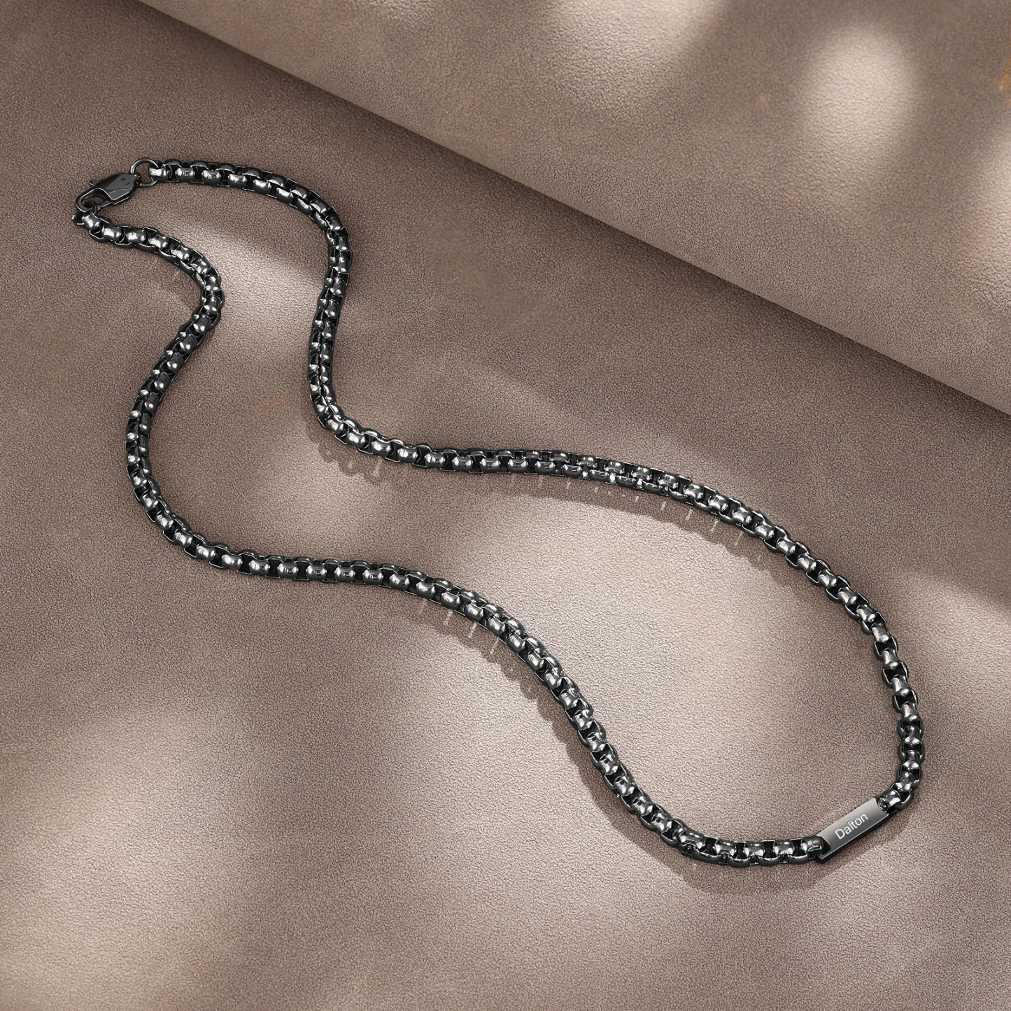 1 name - Personalized Engraved Bar necklace – Unique Name Bar Stainless Steel Chain for Dad