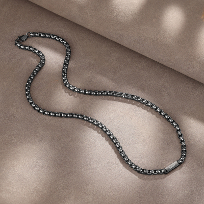 1 name - Personalized Engraved Bar necklace – Unique Name Bar Stainless Steel Chain for Dad