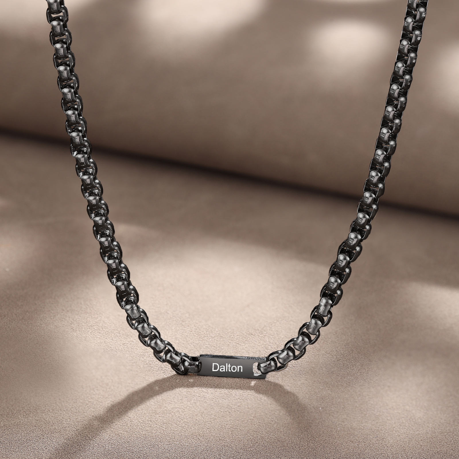 1 name - Personalized Engraved Bar necklace – Unique Name Bar Stainless Steel Chain for Dad