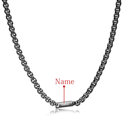 1 name - Personalized Engraved Bar necklace – Unique Name Bar Stainless Steel Chain for Dad