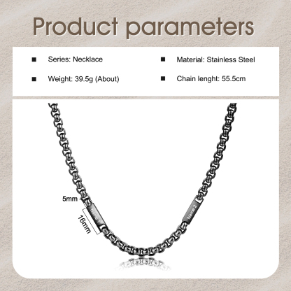2 names - Personalized Engraved Bar necklace – Unique Name Bar Stainless Steel Chain for Dad