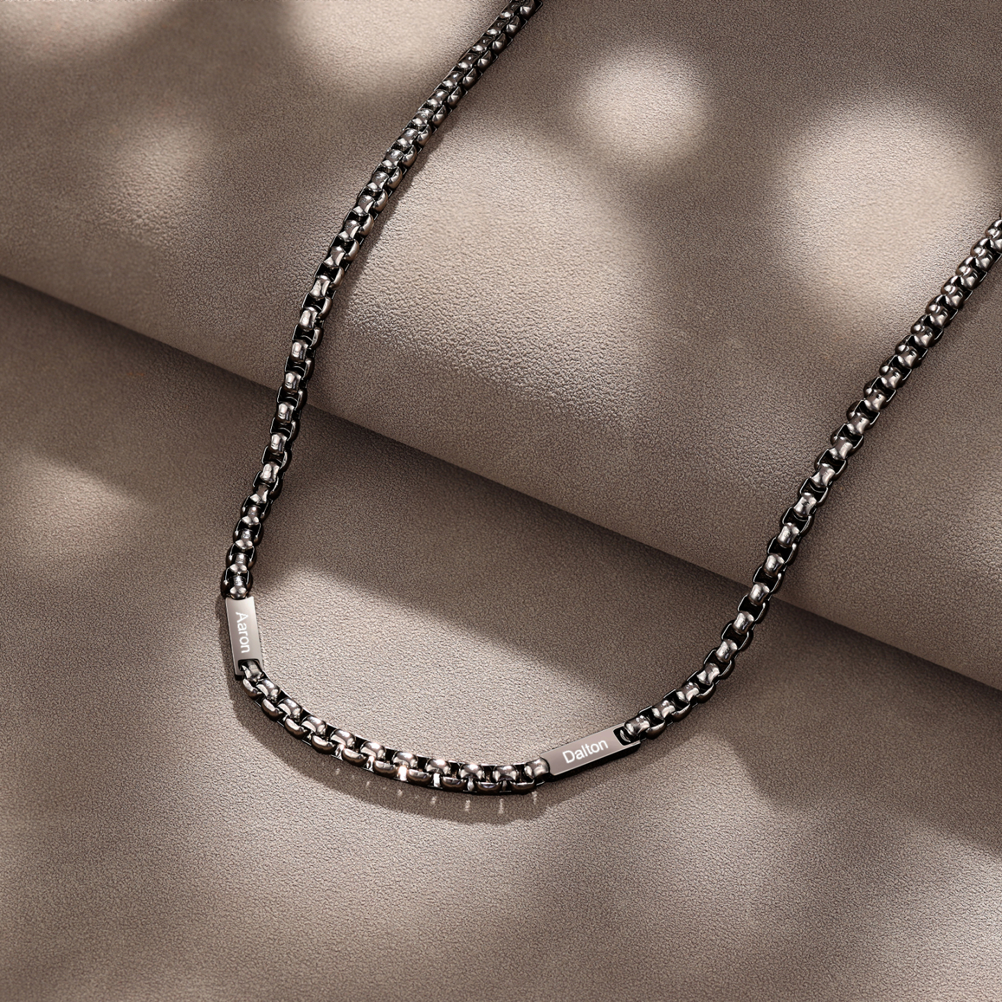 2 names - Personalized Engraved Bar necklace – Unique Name Bar Stainless Steel Chain for Dad