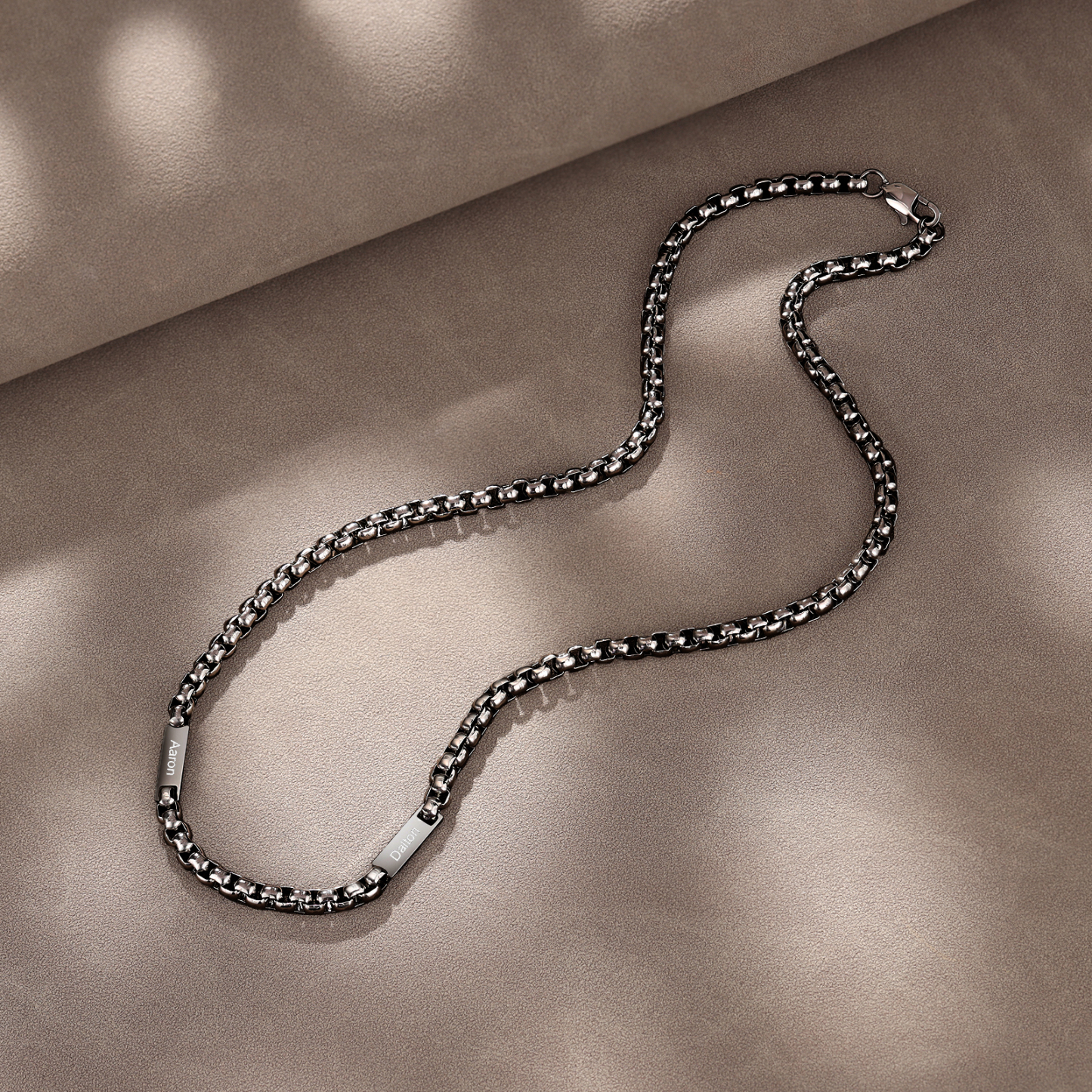 2 names - Personalized Engraved Bar necklace – Unique Name Bar Stainless Steel Chain for Dad