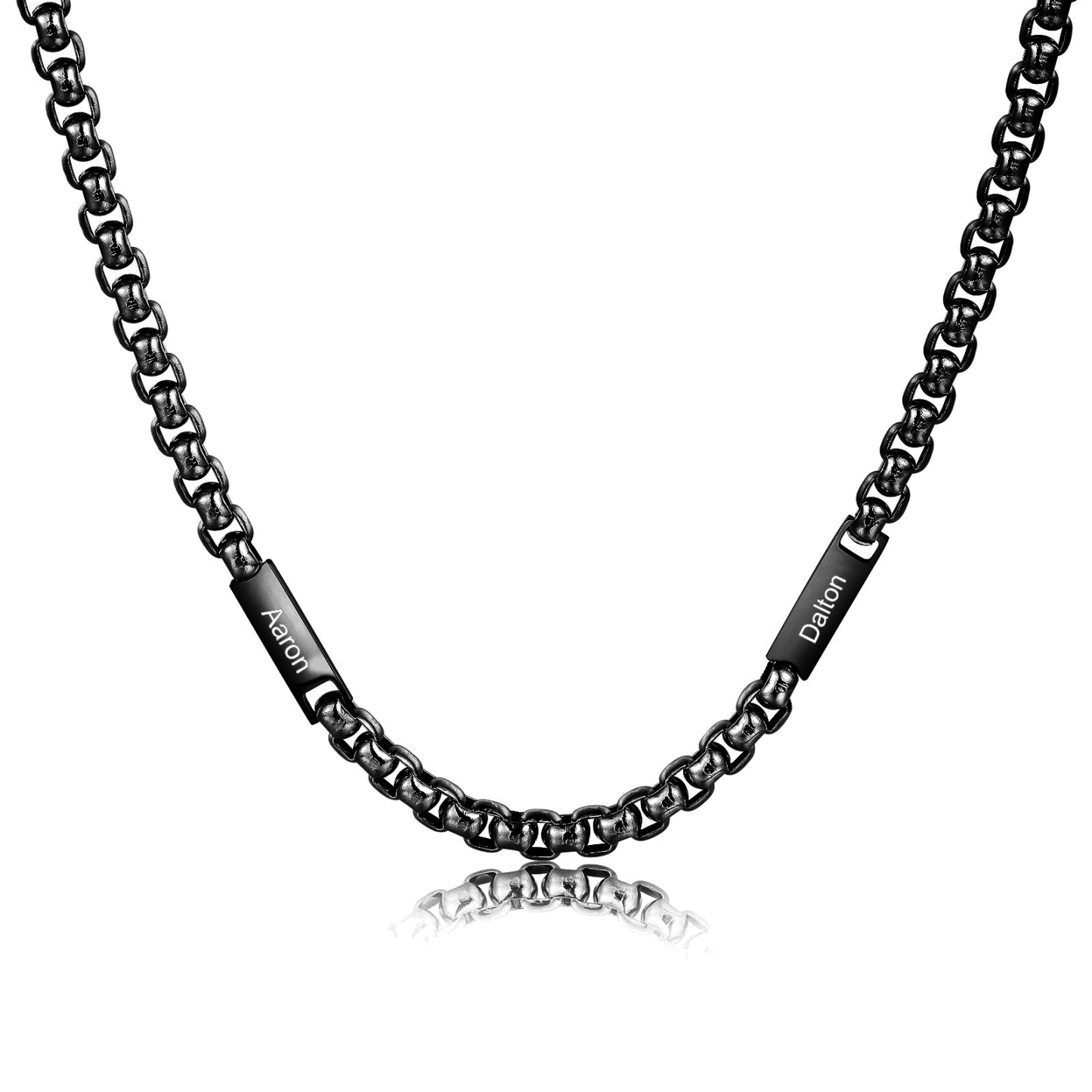 2 names - Personalized Engraved Bar necklace – Unique Name Bar Stainle