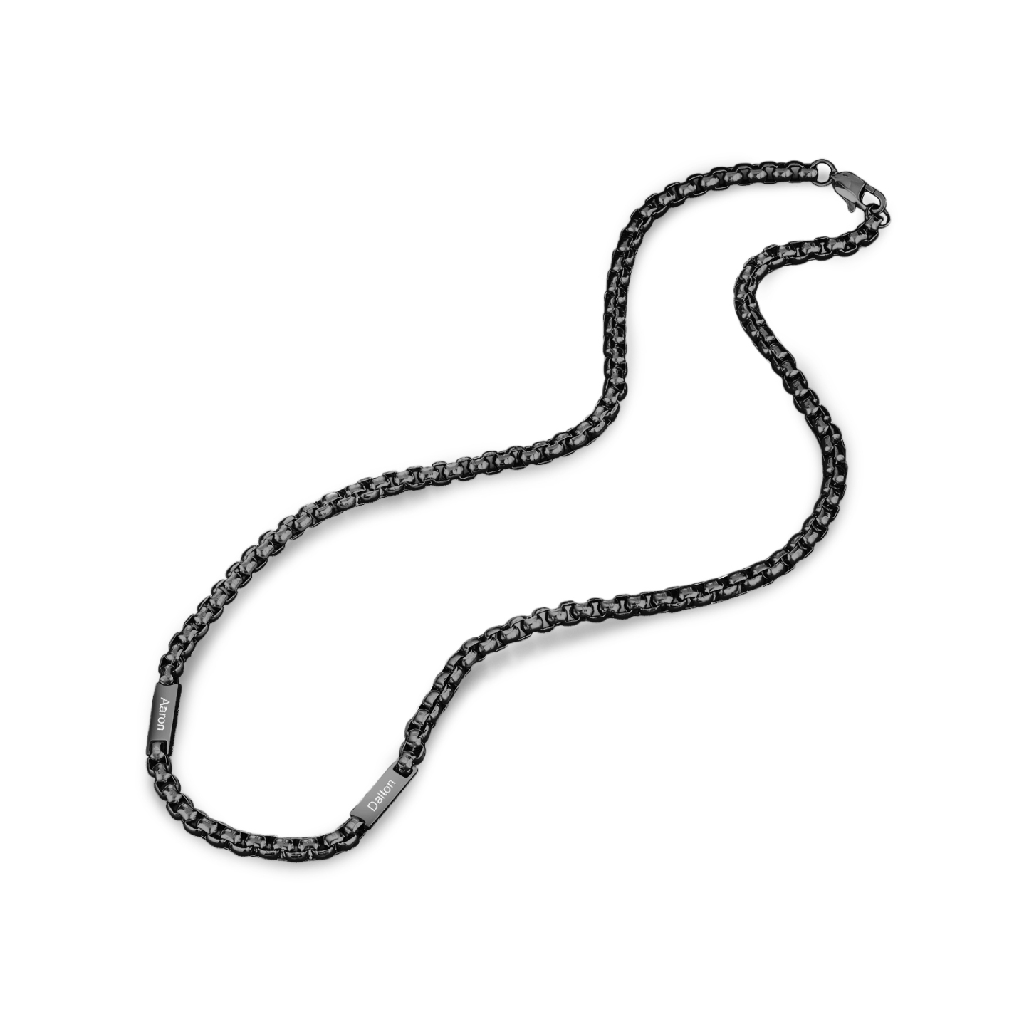 2 names - Personalized Engraved Bar necklace – Unique Name Bar Stainless Steel Chain for Dad