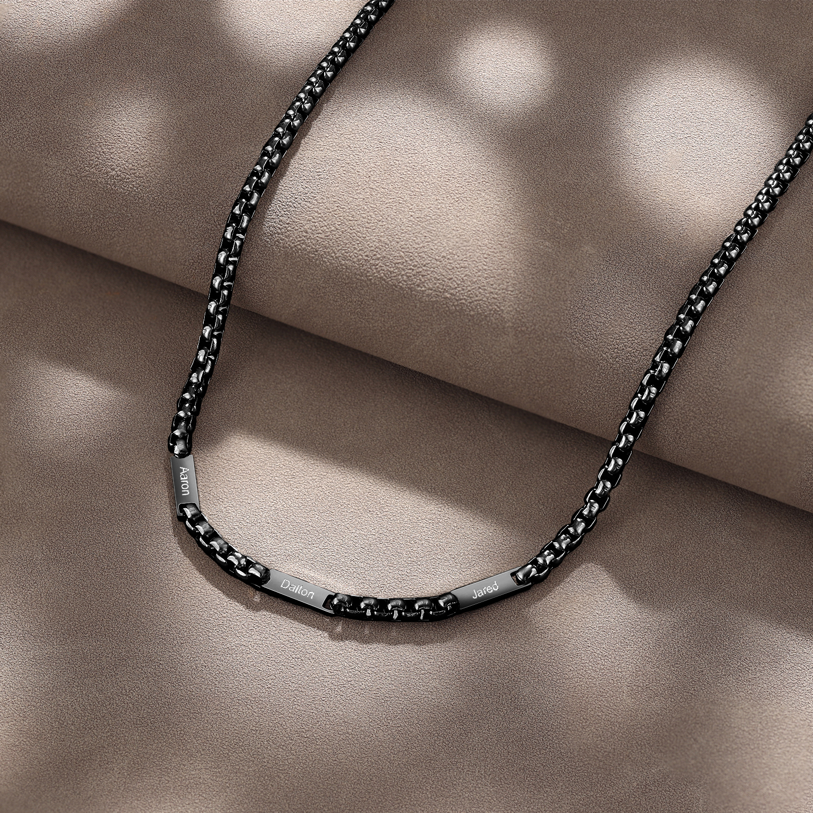 3 names - Personalized Engraved Bar necklace – Unique Name Bar Stainless Steel Chain for Dad