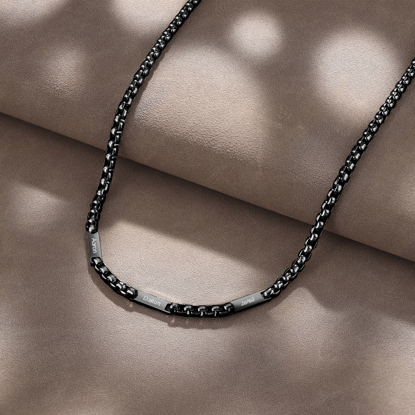 3 names - Personalized Engraved Bar necklace – Unique Name Bar Stainless Steel Chain for Dad
