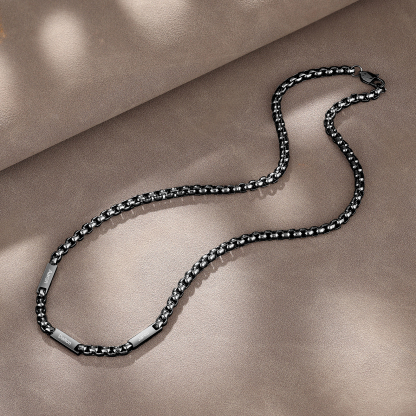 3 names - Personalized Engraved Bar necklace – Unique Name Bar Stainless Steel Chain for Dad