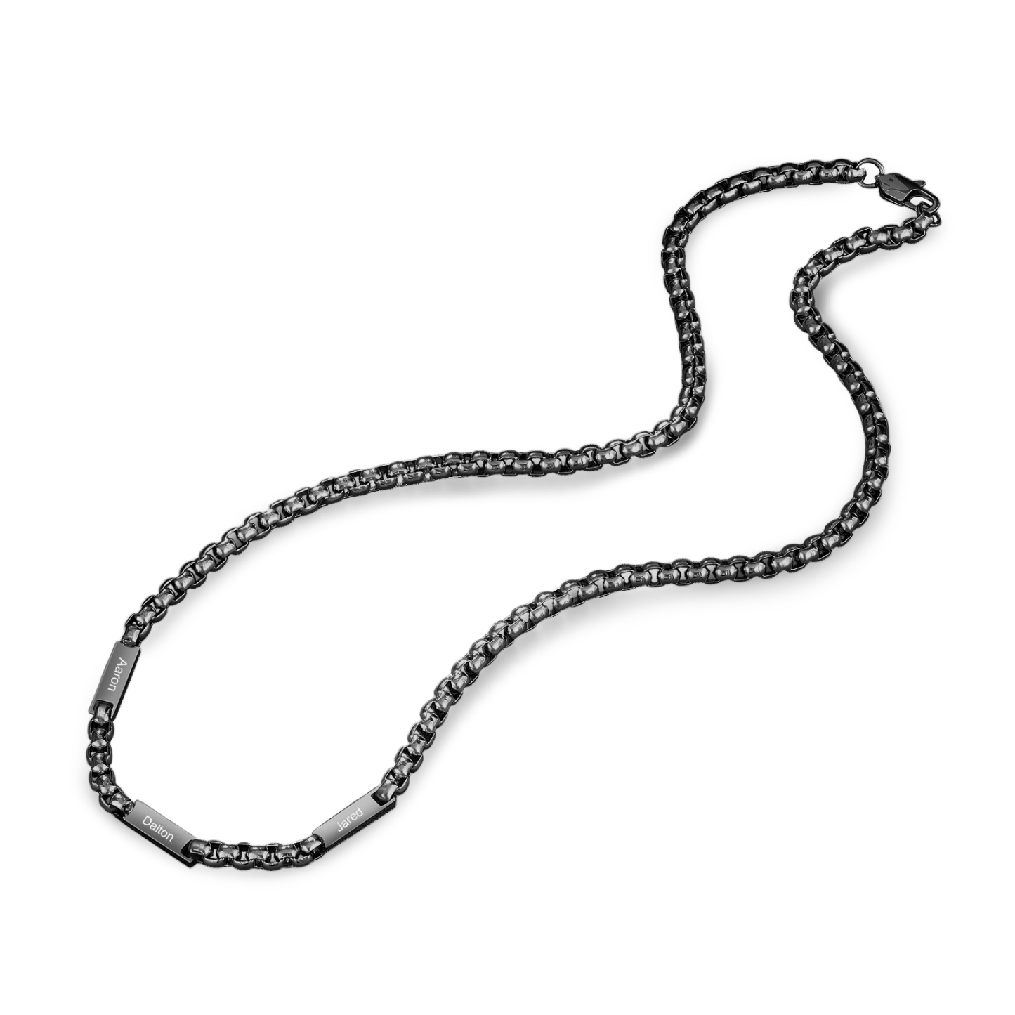 3 names - Personalized Engraved Bar necklace – Unique Name Bar Stainless Steel Chain for Dad