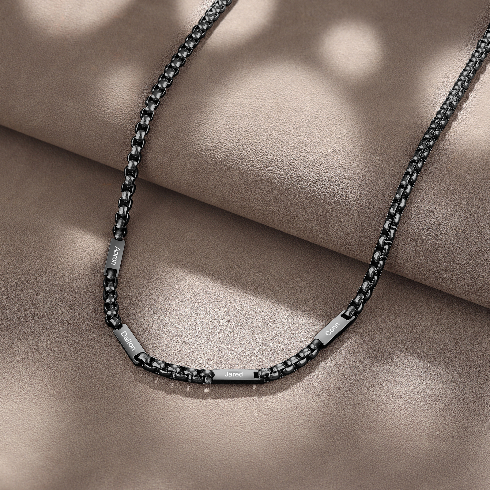 4 names - Personalized Engraved Bar necklace – Unique Name Bar Stainless Steel Chain for Dad