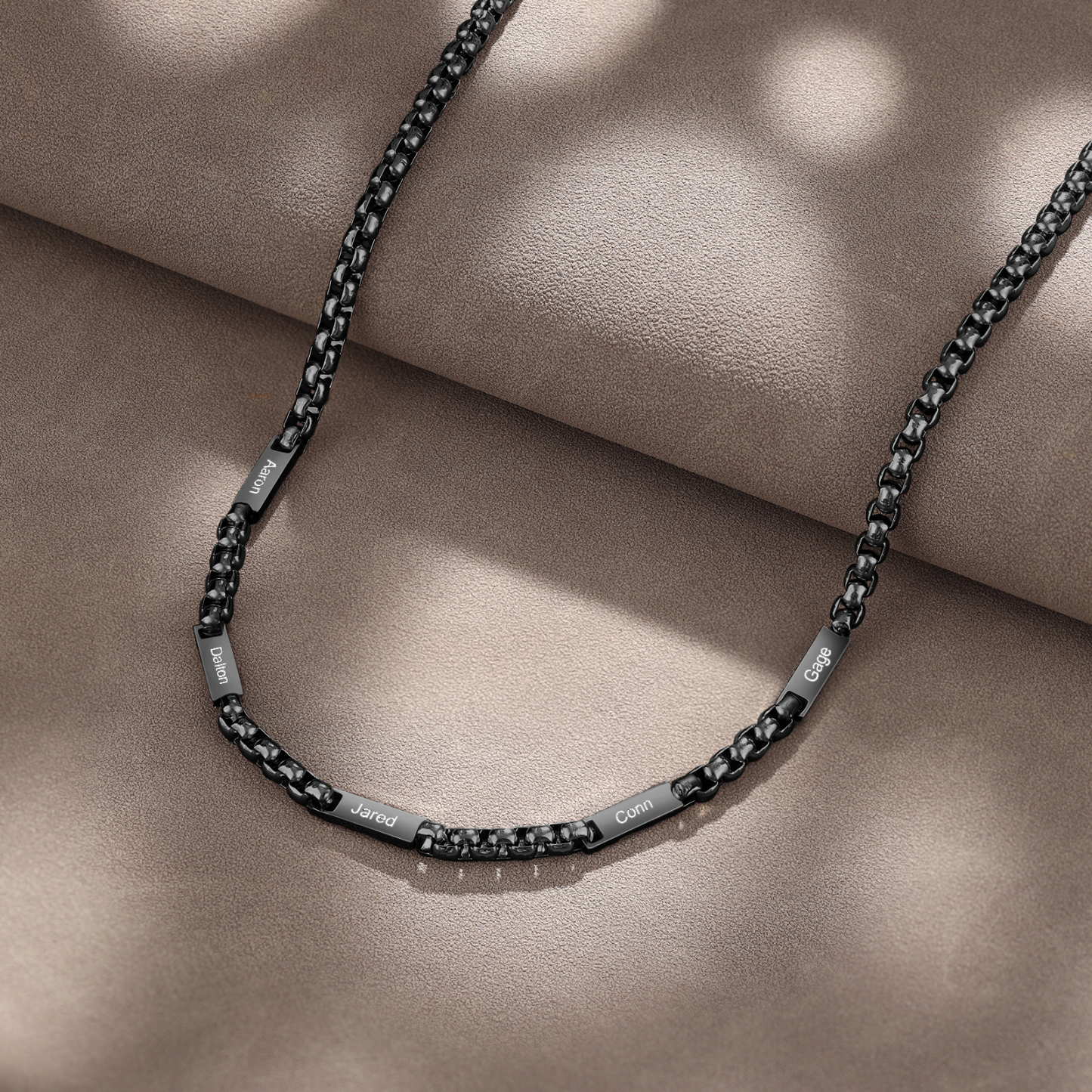 5 names - Personalized Engraved Bar necklace – Unique Name Bar Stainless Steel Chain for Dad