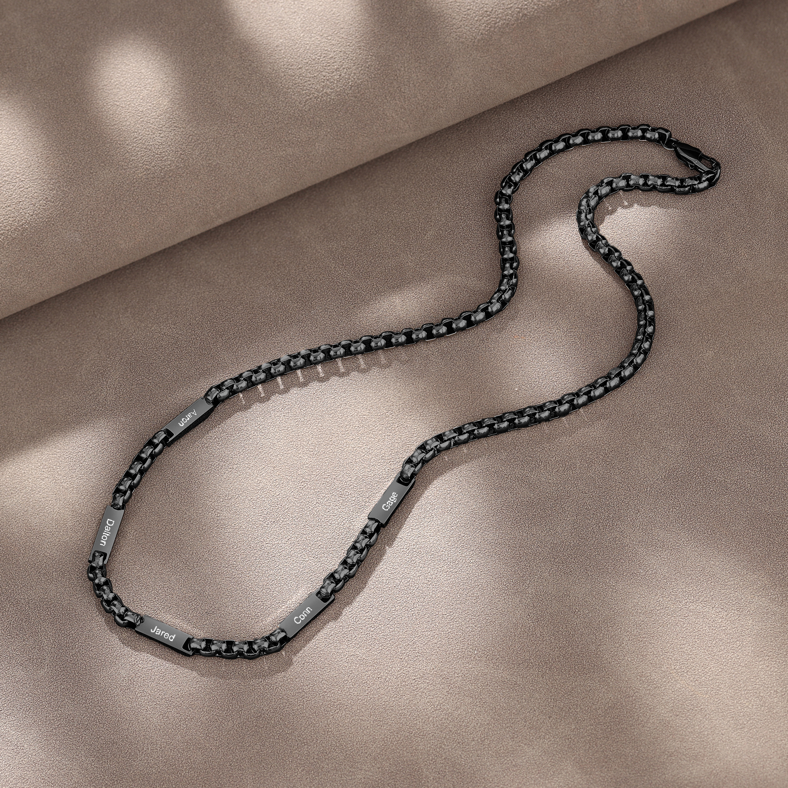 5 names - Personalized Engraved Bar necklace – Unique Name Bar Stainless Steel Chain for Dad