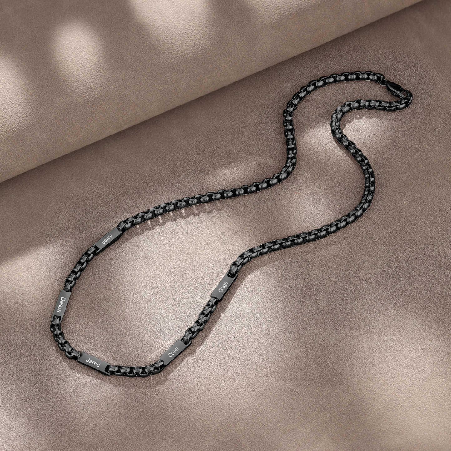 5 names - Personalized Engraved Bar necklace – Unique Name Bar Stainless Steel Chain for Dad