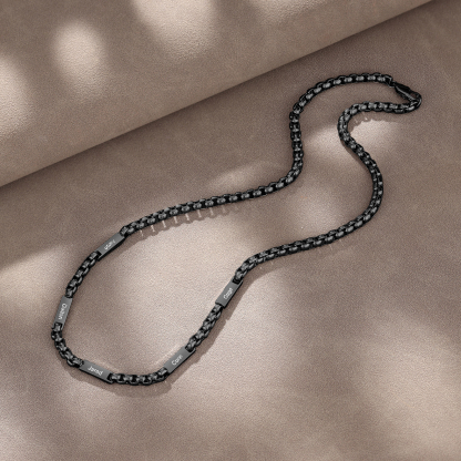 5 names - Personalized Engraved Bar necklace – Unique Name Bar Stainless Steel Chain for Dad