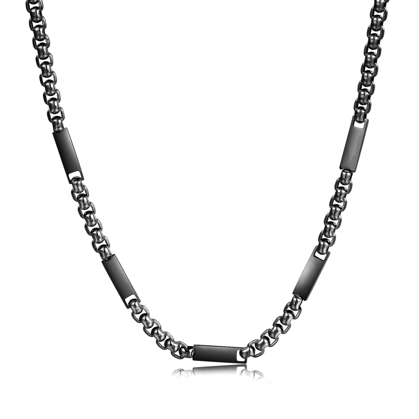 5 names - Personalized Engraved Bar necklace – Unique Name Bar Stainless Steel Chain for Dad