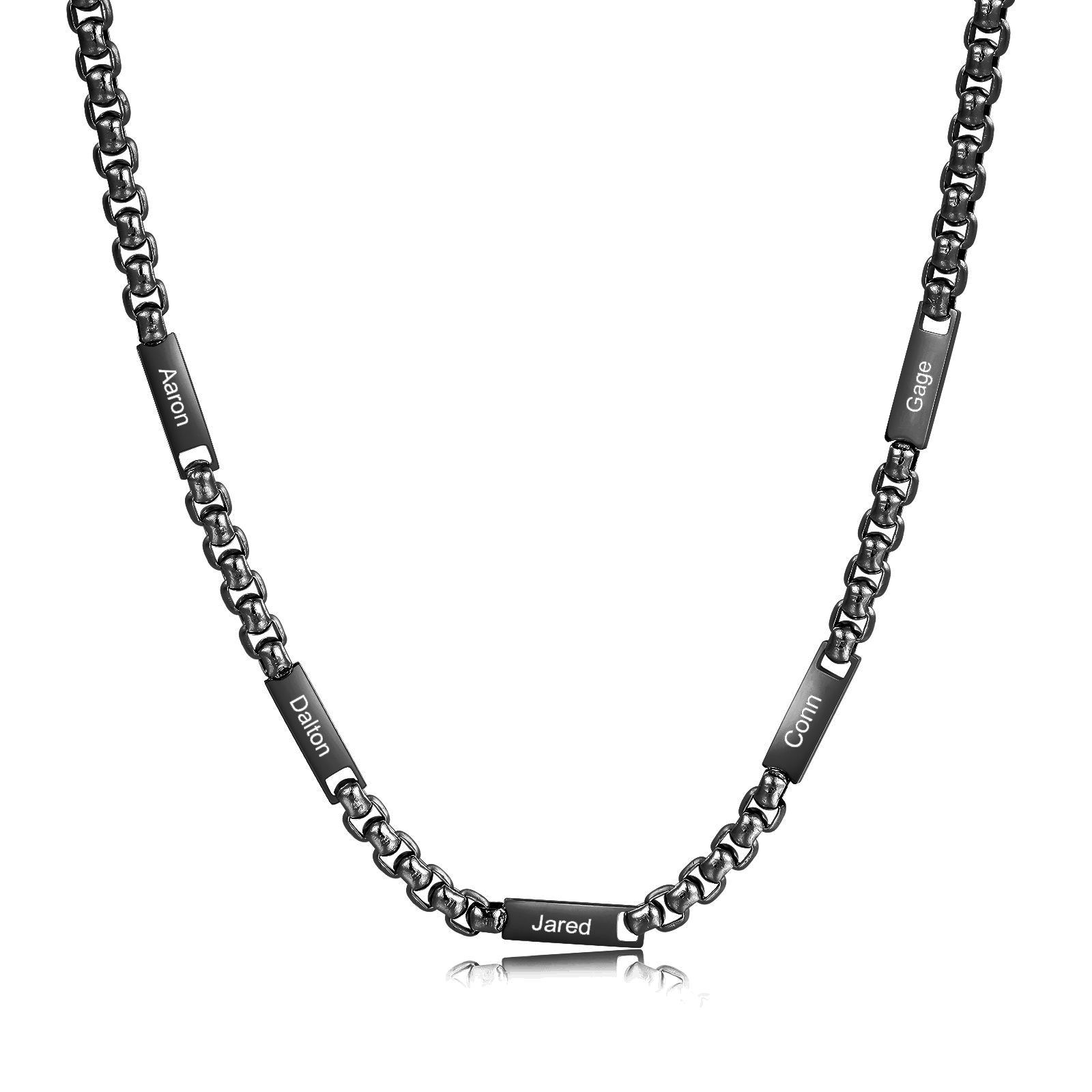 5 names - Personalized Engraved Bar necklace – Unique Name Bar Stainless Steel Chain for Dad