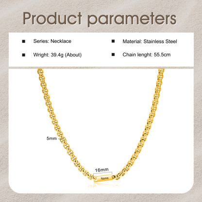 1 name - Personalized Engraved Bar necklace – Unique Name Bar Stainless Steel Chain for Dad