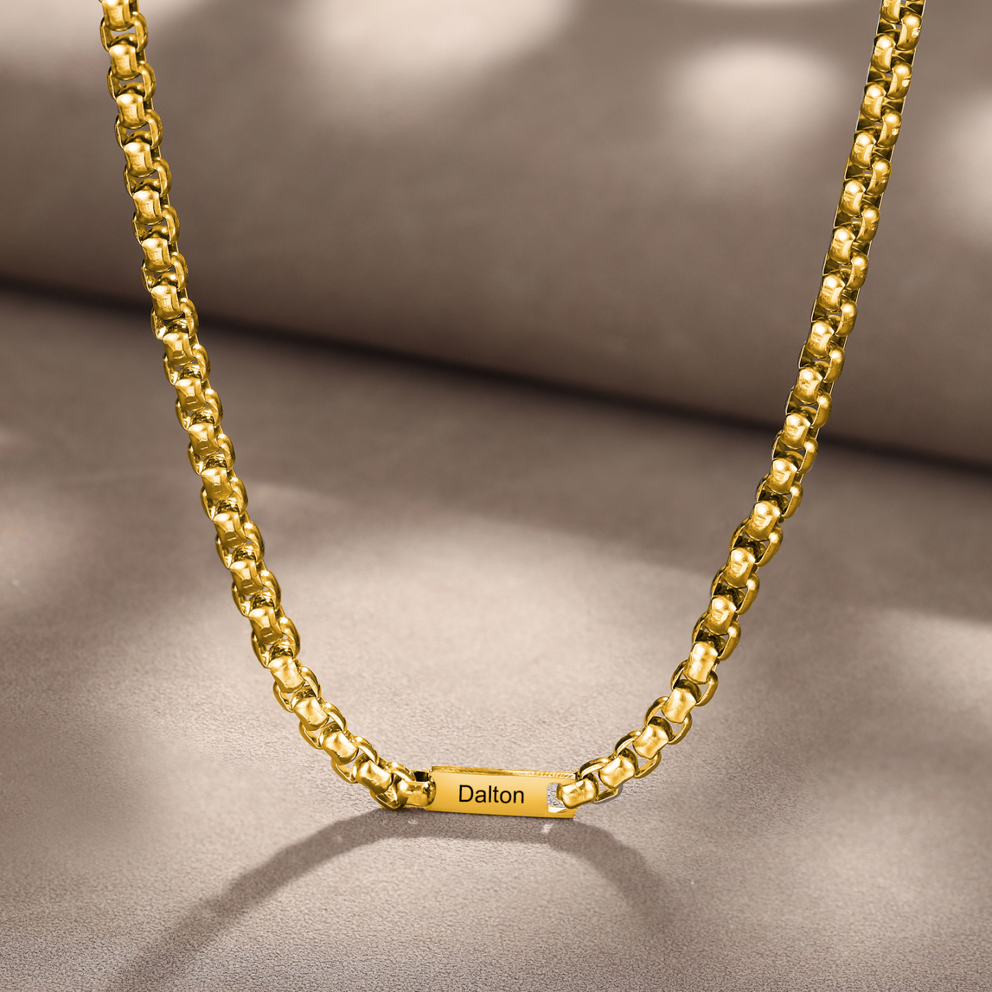 1 name - Personalized Engraved Bar necklace – Unique Name Bar Stainless Steel Chain for Dad